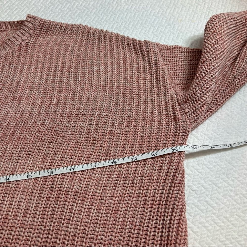 line the Label Drop Shoulder 100% Cotton Pink Pullover Sweater Size XS - Picture 8 of 9
